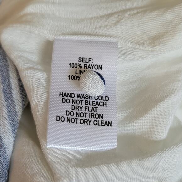 Lulus Cast Away Striped Blue and White Tassel Belted Skater Dress Women's Size M - Picture 12 of 12